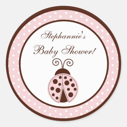 6 - 3" Bevorzugungs-Stickers Pink Ladybug Runder Aufkleber (Vorderseite)