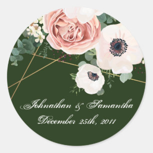 6 - 3" Favor Aufkleber Geometrische Gartenrose Jäg