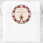 6 - 3" Favor Aufkleber Roter Sock Monkey Argyle (Tasche)