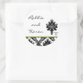 6 - 3" Gefallen Stickers Black Green Damask Lace (Tasche)