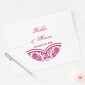 6 - 3" Gefallen Stickers Fusia White Damask Spitze (Umschlag)