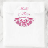 6 - 3" Gefallen Stickers Fusia White Damask Spitze (Tasche)