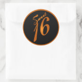 6 - 3" Gefallen Stickers Sweet 16 Orange Black (Tasche)