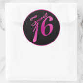 6 - 3" Gefallen Stickers Sweet 16 Pink Black Party (Tasche)