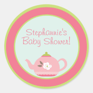 6 - 3" Gefallen Stickers Tee Party Pink Pastel