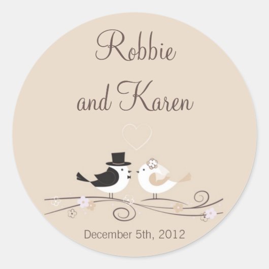 6 - 3" Gunst Sticker Hochzeit Birds Braut Groom (Vorderseite)