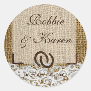 6 - 3" Günstige Sticker Pferdeschuhe auf Burlap La