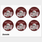 6 - 3" Günstige Stickers Schädel Rose Gothic Zickz (Blatt)