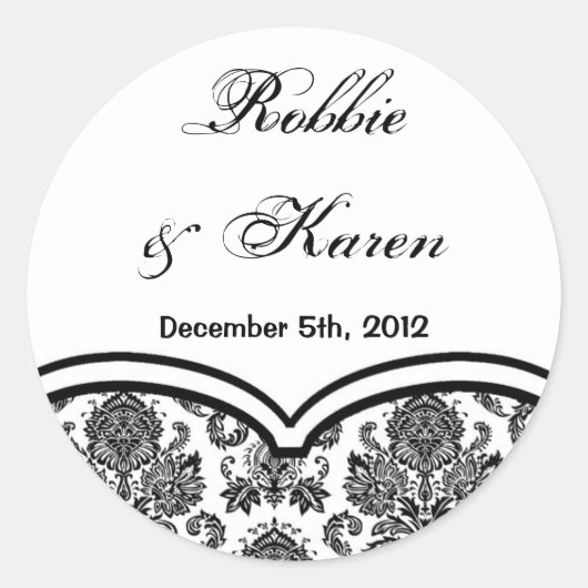 6 - 3" Pflegeaufkleber Schwarz-weiß Damask Spitzen Runder Aufkleber (Vorderseite)