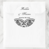 6 - 3" Pflegeaufkleber Schwarz-weiß Damask Spitzen Runder Aufkleber (Tasche)
