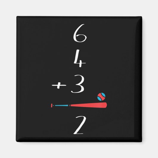 6 4 3 2 Baseball-Doppelspiel Magnet (Vorne)