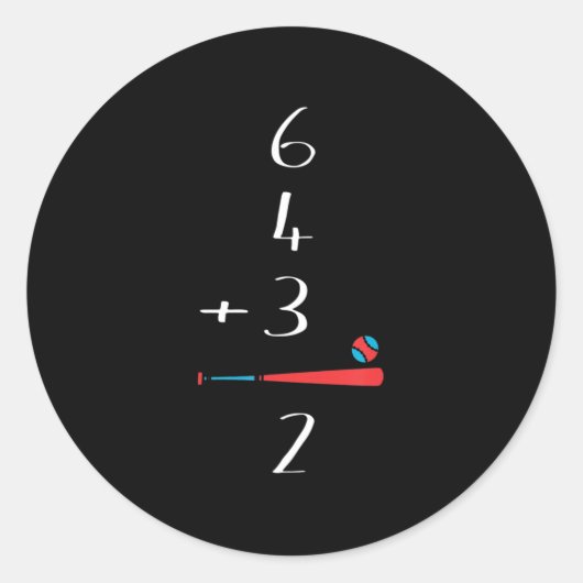 6 4 3 2 Baseball-Doppelspiel Runder Aufkleber (Vorderseite)