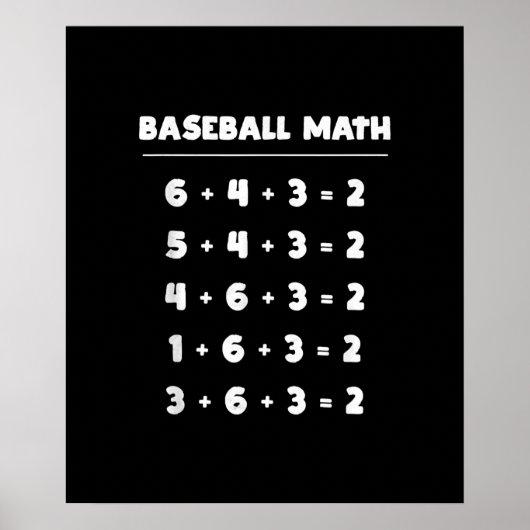 6 4 3 2 Baseballmathematik - Niedliches Spielen vo Poster (Vorne)