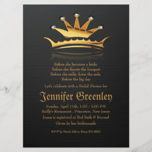 6,5" x 8,75" Gold Royal Queen Crown Einladung