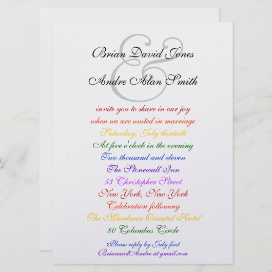 6,5 x 8,75 homosexueller Stolz des Einladung (Vorne/Hinten)