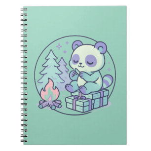 6,5" x 8,75" Niedliche Pastel Panda am Campfire mi Notizblock