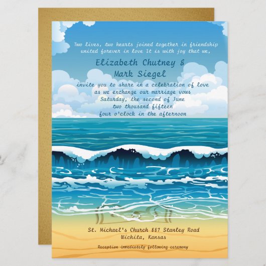 6,5 x 8,75" Strandwachs Einladung zur Hochzeit (Vorne/Hinten)