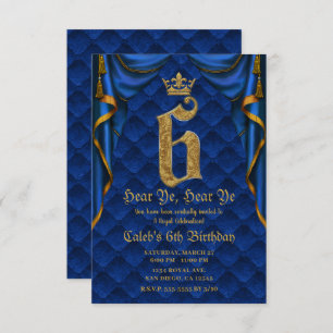 6. 6. Geburtstagsparty Royal Blue Gold Crown Einladung
