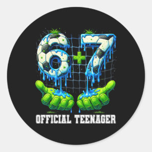 6+7 13-jähriger offizieller Teenager-Drip-Soccer 1 Runder Aufkleber