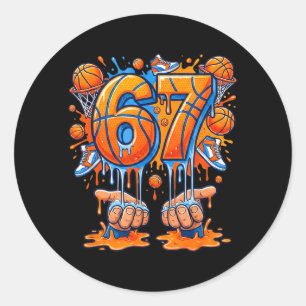 6 7 67 Baseball Six Seven Lustige Grafik Ns Jugend Runder Aufkleber