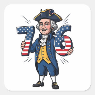 6-7-7-6 George Washington Six Seven Meme 67 Trend Quadratischer Aufkleber