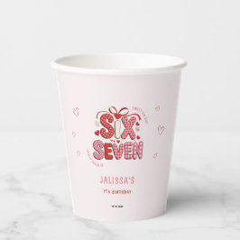 6 7 Birthday for Girls, Pink 7th Kids Party  Pappbecher