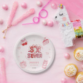 6 7 Birthday for Girls, Pink 7th Kids Party Pappteller (Party)