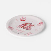 6 7 Birthday for Girls, Pink 7th Kids Party Pappteller (Schrägansicht)