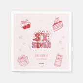 6 7 Birthday for Girls, Pink 7th Kids Party Serviette (Vorderseite)