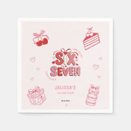 6 7 Birthday for Girls, Pink 7th Kids Party  Serviette