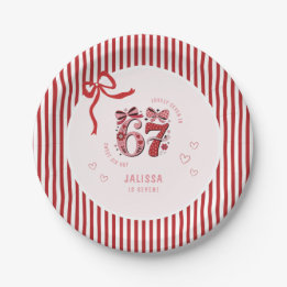 6 7 Birthday for Girls, Pink Kids 7th Birthday Pappteller