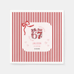 6 7 Birthday for Girls, Pink Kids 7th Birthday Serviette