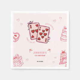 6 7 Birthday for Girls, Pink Six Seven Kids Party  Serviette