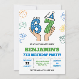6-7 Birthday Invitation for Boys, Six Seven Meme Einladung