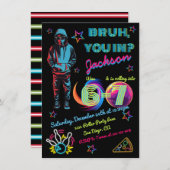 6-7 Bowling Bruh Neon Bowling Birthday Einladung (Vorne/Hinten)