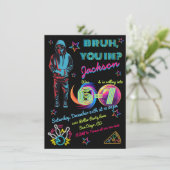 6-7 Bowling Bruh Neon Bowling Geburtstag Einladung (Stehend Vorderseite)