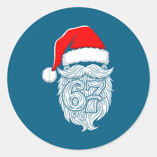 6 7 Christmas 67 Santa Six Seven Christmas Boys Te Runder Aufkleber (Vorderseite)