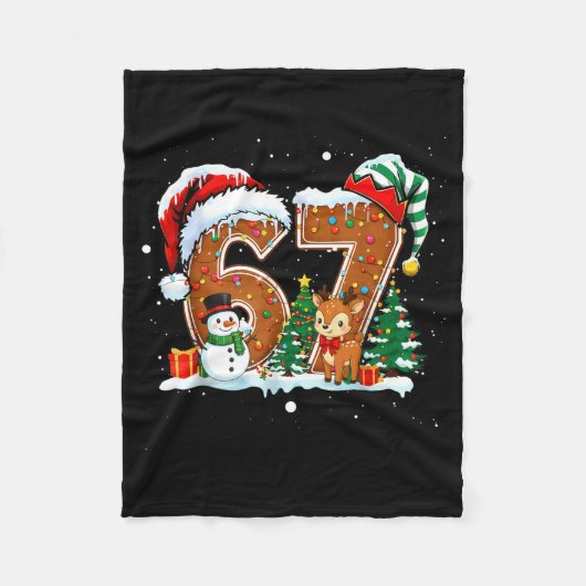 6-7 Christmas Gingerbread Funny Snowman Reindeer 6 Fleecedecke (Vorderseite)