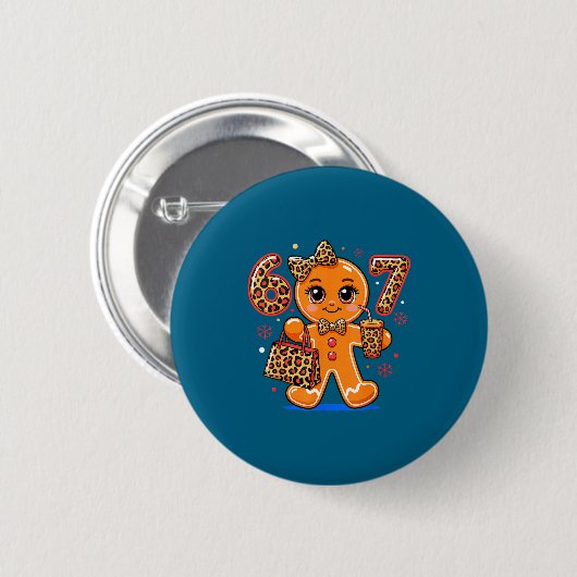 6 7 Christmas Leopard Gingerbread  Button (Vorne & Hinten)