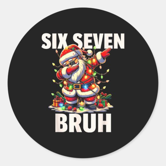 6 7 Christmas Six Seven Bruh Funny Christmas 67 Me Runder Aufkleber (Vorderseite)