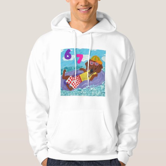6 7 Dachshund beach bum on float Hoodie (Vorderseite)