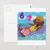 6 7 Dachshund beach bum on float Postkarte (Vorne/Hinten)