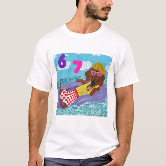 6 7 Dachshund beach bum on float T-Shirt (Vorderseite)