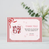 6 7 Geburtstag für Mädchen, Rosa Kinder 7. Geburts Dankeskarte (Stehend Vorderseite)