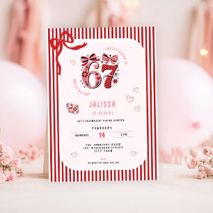 6 7 Geburtstag für Mädchen, Rosa Kinder 7. Geburts Einladung