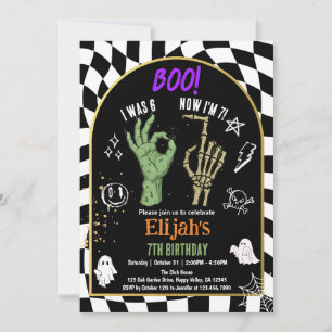 6 7 Halloween 7. Geburtstag Graffiti Schwarz Weiß Einladung