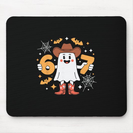 6 7 Halloween-Geist 67 Meme Gen Alpha Sechs Sieben Mousepad (Vorne)