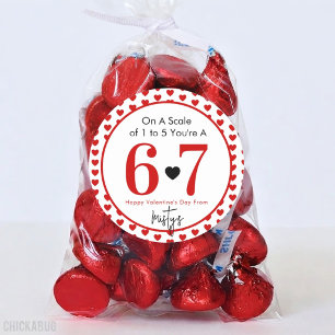 6 7 Love Hearts Valentinstag Runde Aufkleber