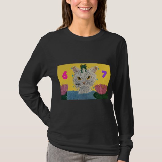 6 7 Mad Cat with frog on its head T-Shirt (Vorderseite)