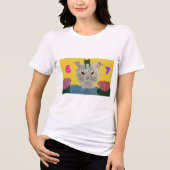 6 7 Mad Cat with frog on its head Tri-Blend Shirt (Vorderseite)